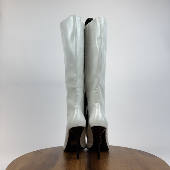 Womens Jeffrey Campbell Proposal White Leather Pointed Toe Heeled Boots Size 7.5 - Picture 7 of 9